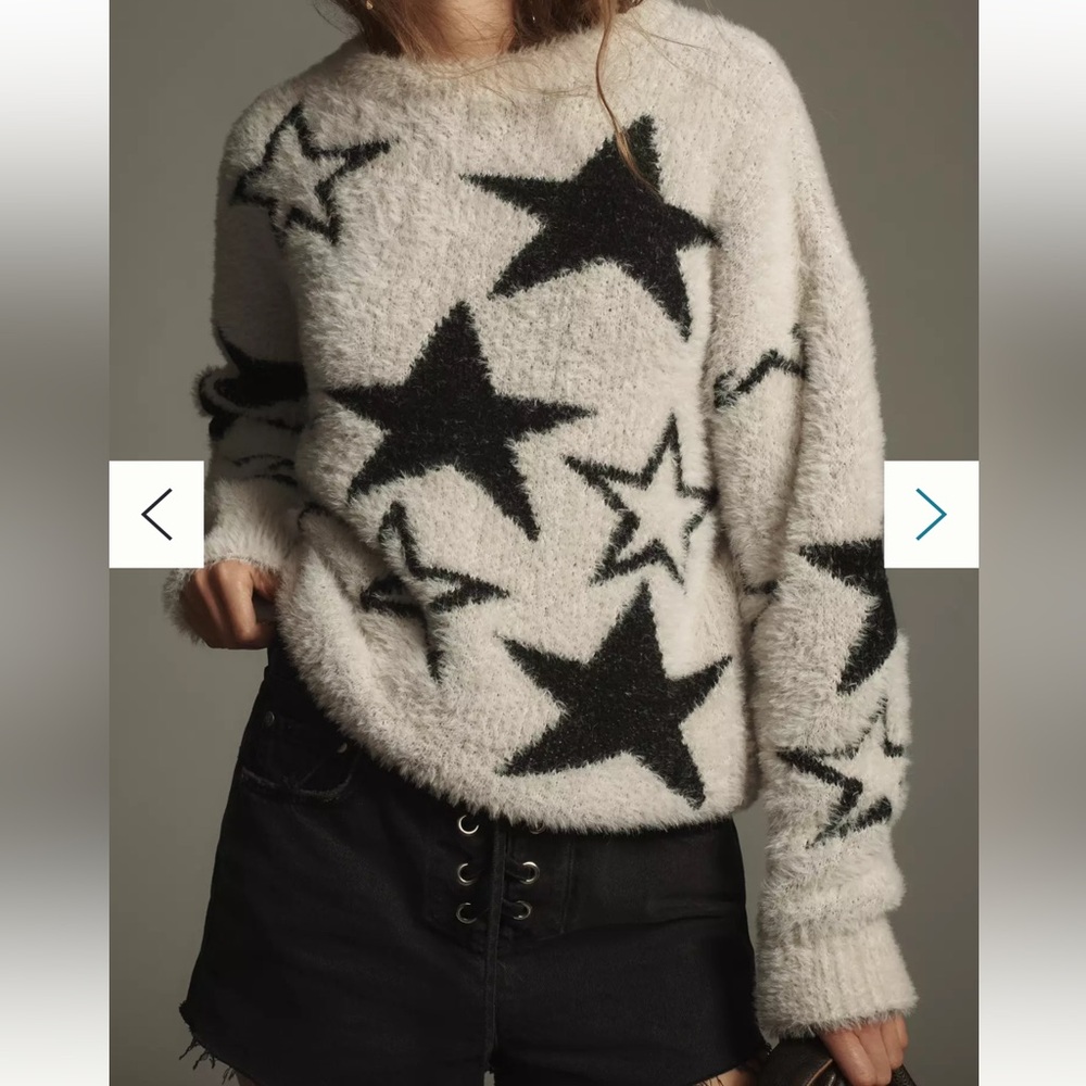 NWOT Pilcro Anthropologie Patterned Eyelash Sweater - Picture 1 of 9